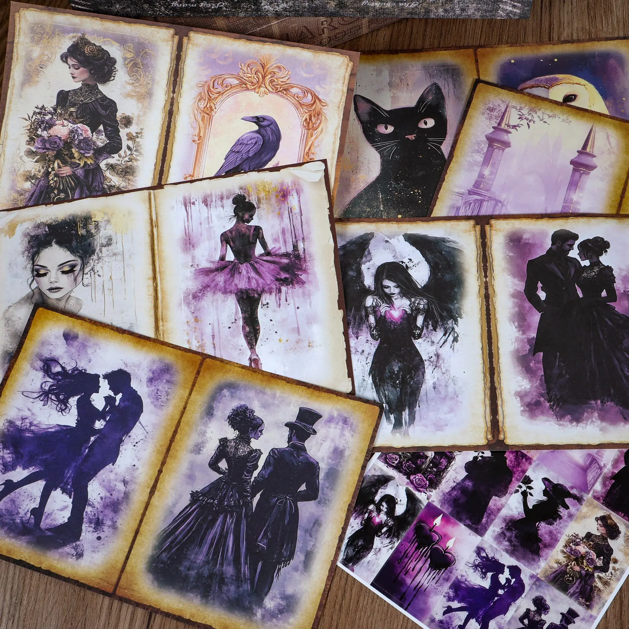 Gothic Style Scrapbook Paper Set, 12 Papers & 32, DIY Decorative Paper Set, Diy Craft Paper for Scrapbooking, Journaling, Gift Wrapping, Greeting Cards, Scrapbook Page