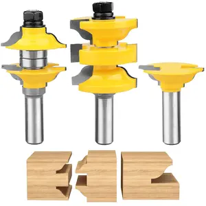 1/2 Inch Shank 3 Piece Multi-Purpose Miter Router Extension Tenon Drill Bit Set for Entry Door Rails and Door Frame Wood Milling Cutter Door outdoorfun