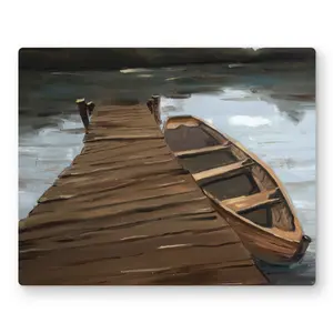 Begin Home Decor C1MP16203GA9LD 16 x 20 in. Lake Dock & Boat Metal Print Wall Art - Coastal Bedroom Decor
