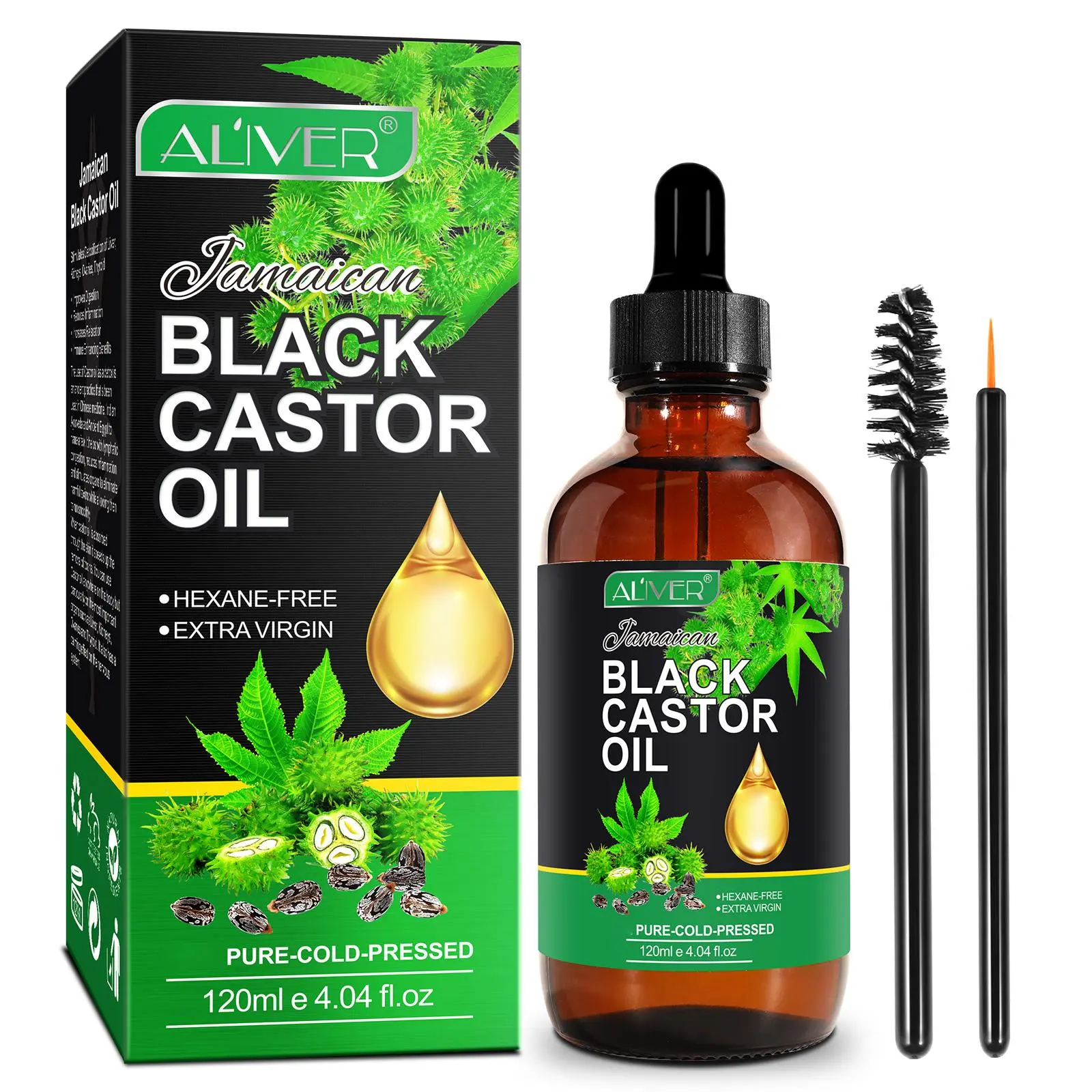 Aliver Jamaican Black Castor Oil (120ml) - Cold-Pressed, Organic, Unrefined Hair Oil with Natural Haircare Formula for Nourishing Hair Shine, Thickening Boost, Strengthen Hair tiktokshopbacktoschool