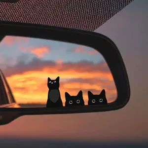 2Pce/6Pcs Cute Black Cat  Stickers - Funny Peeking Cat Window Decals & Walking Cat Rearview Mirror Decor, Waterproof Vinyl Silhouette Stickers for , Laptop, Window, Gift for Cat Lovers safe car mirror decal windshield