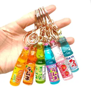 6pcs Simulation Marbles Bobble Soda Key Chain Miniature Japanese Ramune Soda keychain Cute Dollhouse Ornaments Bag Accessories