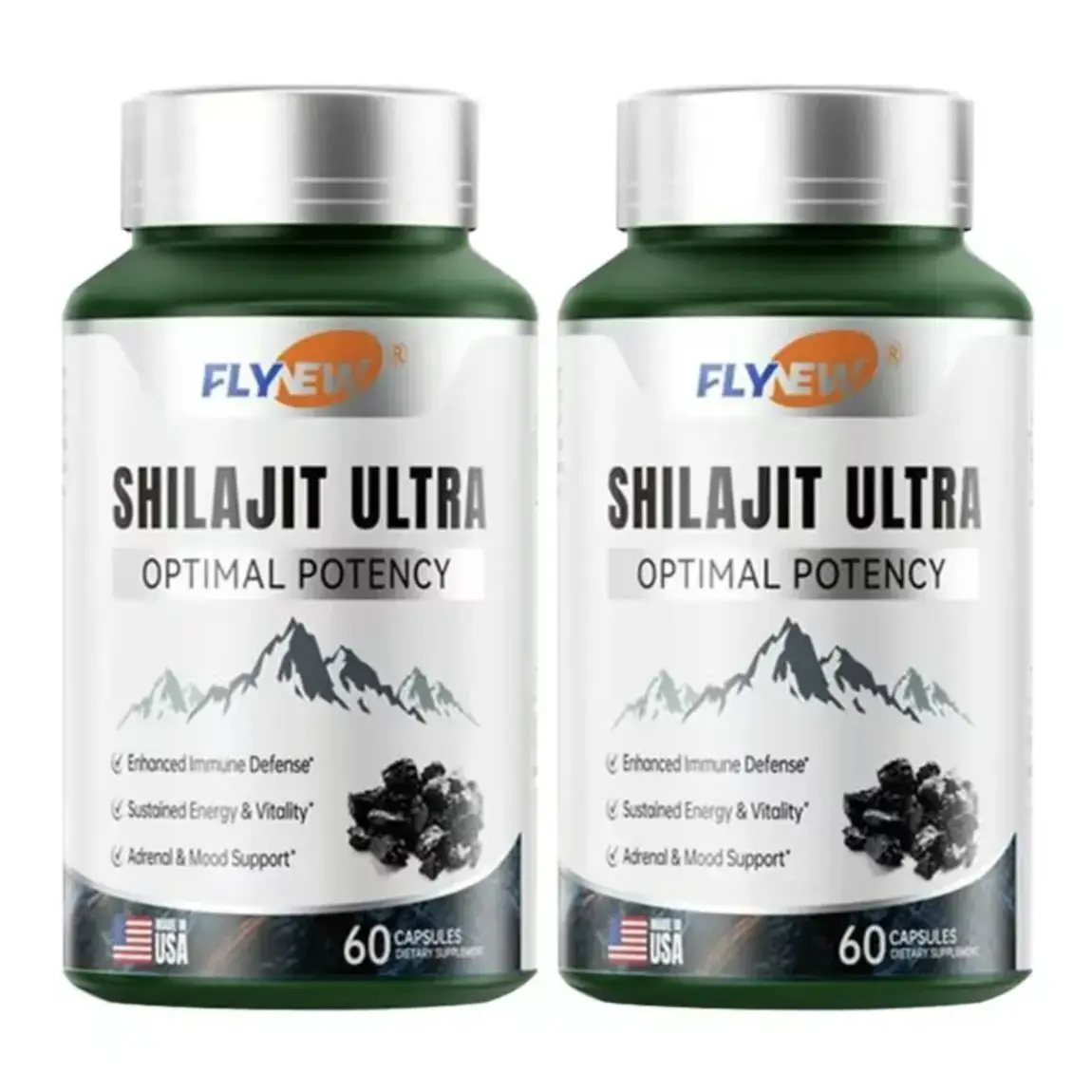 3x Flynew Optimal Potency Shilajit Ultra Capsules, 60 Count, Made in USA with Essential Minerals for Energy, Healthy Aging & Immune Support - Healthcare Supplement
