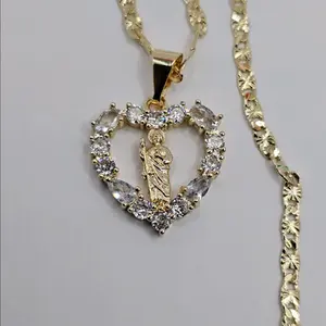 SAINT JUDE heart chain gold-plated regular style 18"inches 24"inches