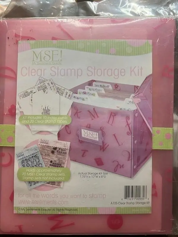 Vintage MSE!  Clear Rubber Stamp Storage Kit/box - Pink Poly Box with Dividers (New in Package)