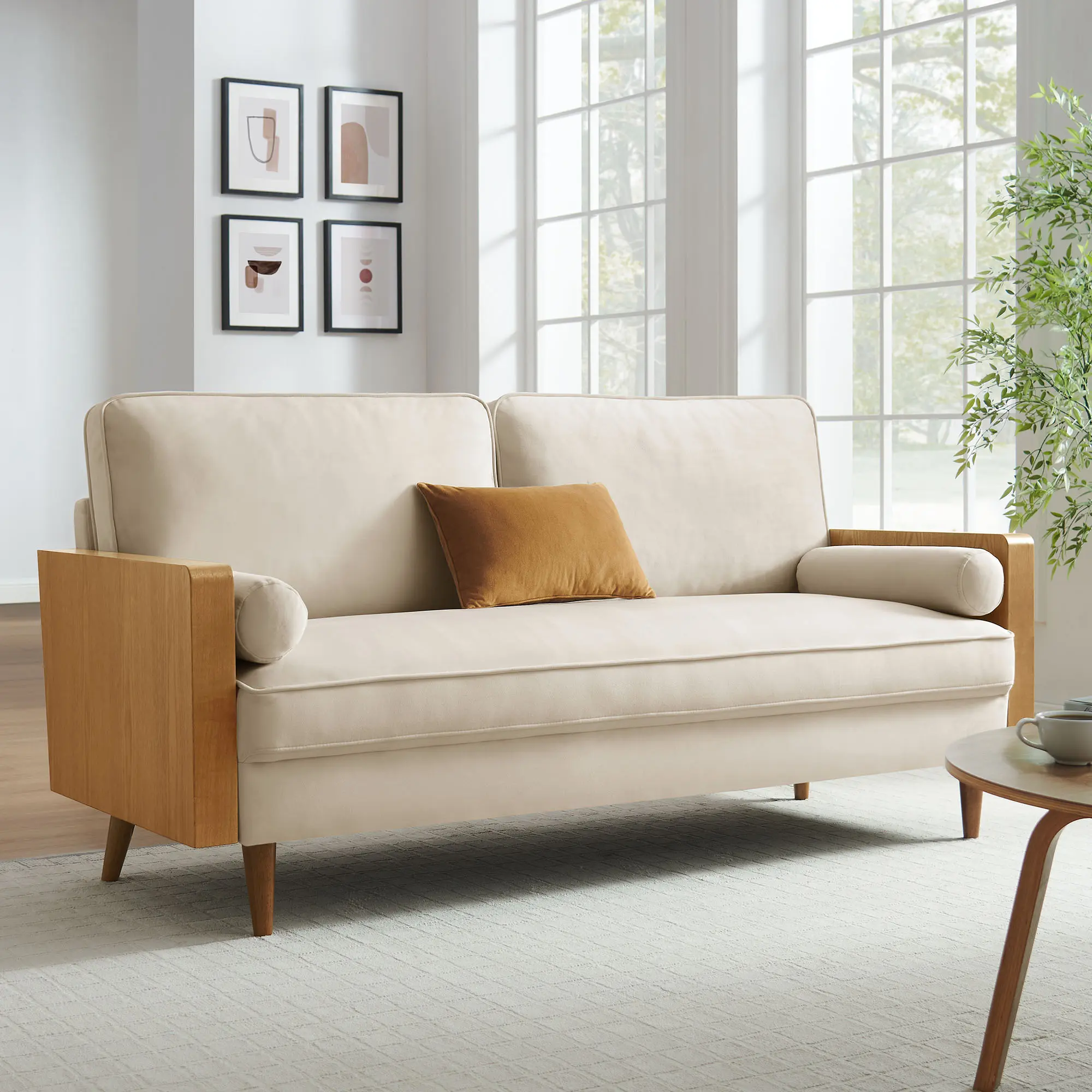 Kellan Performance Velvet Sofa in Walnut Alabaster Kellan Performance Velvet Sofa in Walnut Alabaster