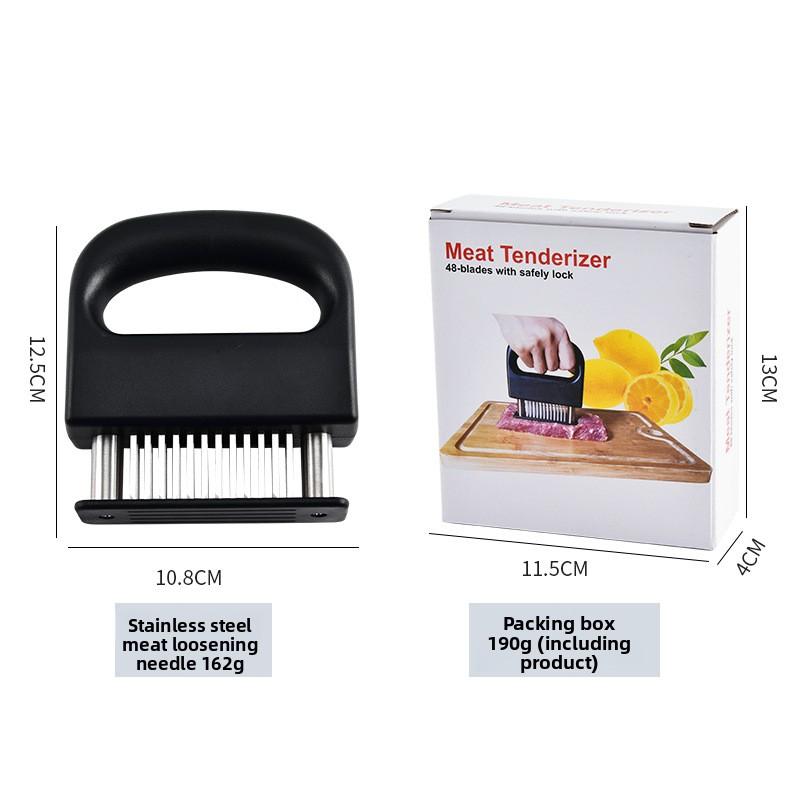 Stainless Steel 48-Pin Tenderizer with Auto Rebound Quickly Tenderizes Meat Sous Vide Tool for Beef Tenderloin Chicken Wings