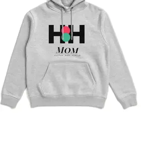 The Hustle Mom Hustle Signature Hoodie - Grey Hooded Sweatshirt with Bold HH Mom Print & Front Pocket