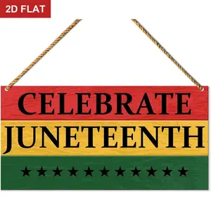 Juneteenth Sign Decor, Celebrate Juneteenth, June 19th 1865 Decoration Rustic Design African Afro American Emancipation Independence Day Freedom Day Decor for Home Porch Front Door Office Party Black History Month 11.8x5.9 In