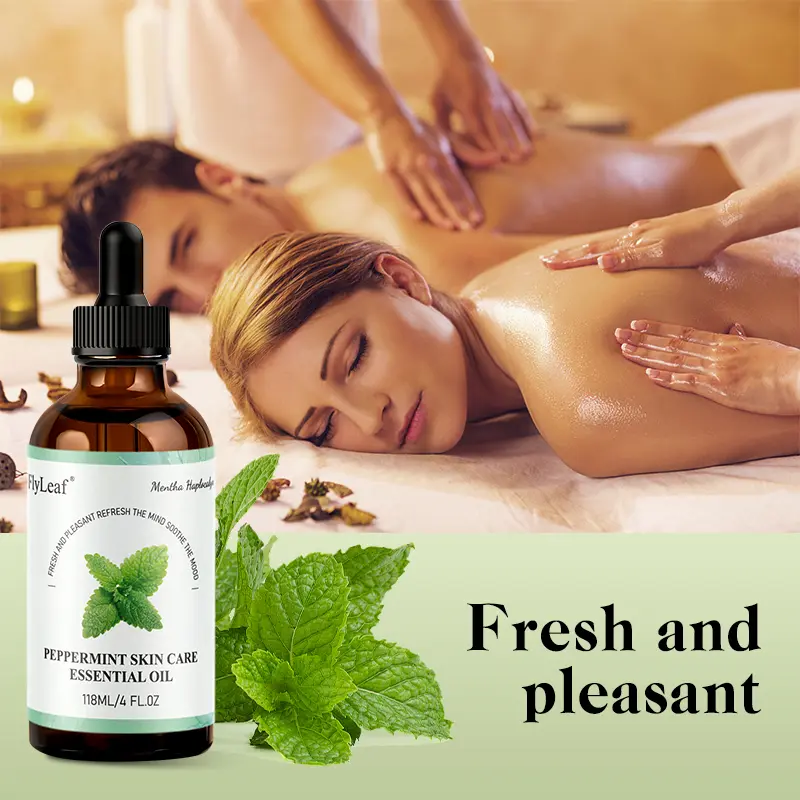FlyLeaf Peppermint Skin Care Essential Oil - Value Pack 118ml, Awaken Your Senses - Experience the Powerful Freshness and Cooling of Peppermint Oil - With Dropper