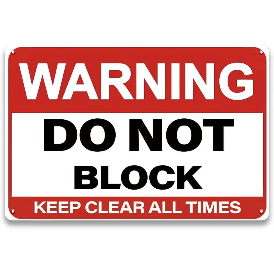 Do Not Block Gate Sign - 8 x 12 inch Metal Aluminum Keep Clear At All Times Sign for Driveway, Front Door, Garage and Gate, UV Protected, Waterproof and Fade Resistant