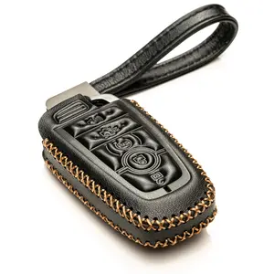 Vitodeco Genuine Leather Smart Key Fob Case Cover Protector Compatible with Lincoln Aviator, Corsair, Nautilus, Navigator (2020-2026 Models) - 5 Buttons