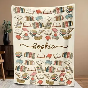 Personalized Book List Blanket Custom Name Bookworm Decor All Season Soft Flannel Throw Library Aesthetic Gift Readers Book Lovers Dark Academia Room Decor Reading Nook Accessory Fleece Bedding New