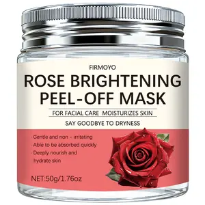 50g Rose Brightening Peel-Off Mask with Collagen, Rose Oil, Hyaluronic Acid, Soft Glossy Finish, Rose Scent, Suitable for Dry Sensitive Skin