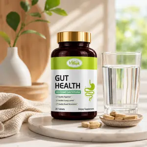 Vffiek Gut Health Supplement for Adults, 30 Tablets, Daily Digestive Wellness Support with Prebiotic Fiber, Probiotic Blend, Flaxseed, Okra, Senna Leaf & Inulin