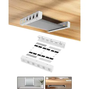 Under Desk Mount Holder or Wall Mount, Fit for Laptop, Keyboard, Routers, Modems, Cable Box, Network Switch and Devices Up to 40mm/1.57in Thick White