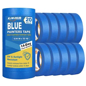 Blue Painters Tape - 20 Rolls Masking Tape 1 inch Wide, Multi-Surface No Residue Blue Tape for Walls, Painting, Packing & Automotive 0.94 Inch x 1100 Yards
