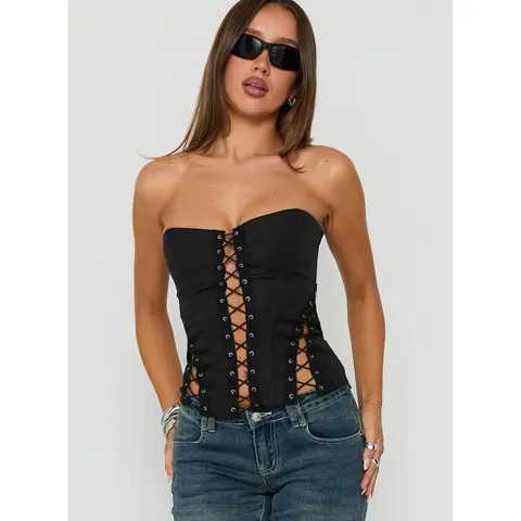 Eden Lace Up Corset Black