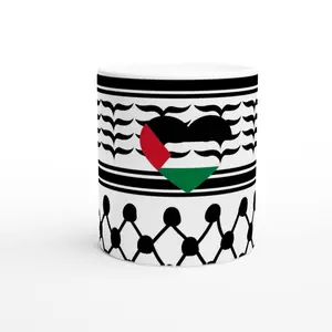 Palestinian Keffiyeh Mug, Cultural Heritage Coffee Cup, Keffiyeh Mug – a Long-standing Traditional Symbol of Palestine, Gift for Friends, Justice Fighters, Human Rights Day