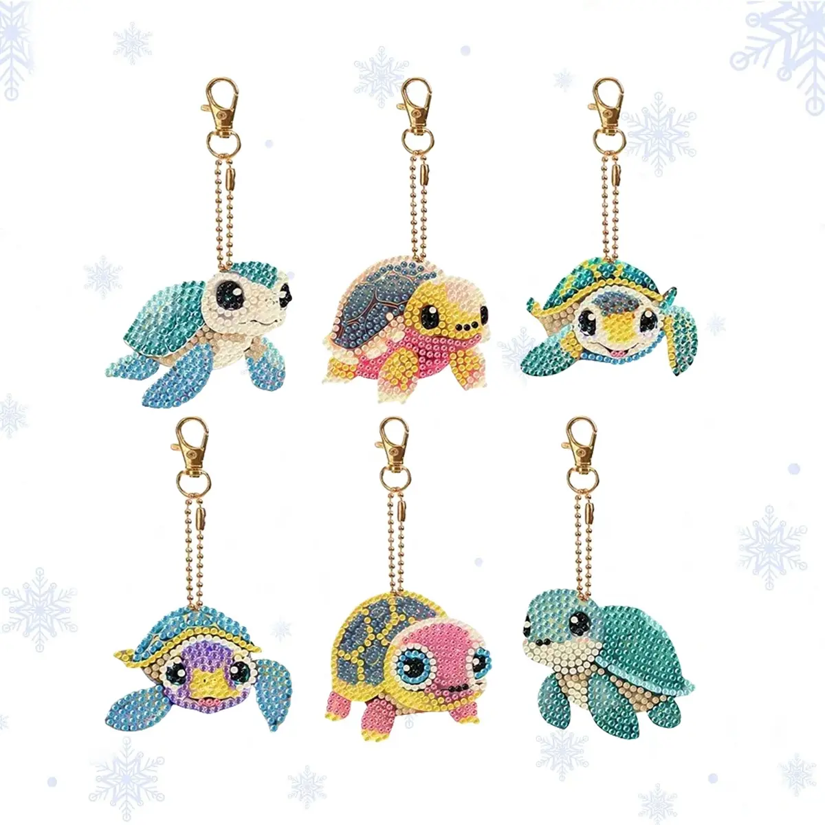 6pcs/set DIY Turtles Diamond Painting Keychains for Adults, Special Shape Crystal Rhinestone Diamond Art Ornament Pendants for Home Window Garden Christmas Decoration, Perfect Christmas Gift for Friends and Family, Suitable for Festival Birthday Party