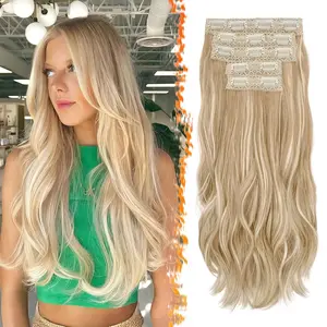 BARSDAR Clip in Hair Extensions - 20 Inch Soft Wavy Clip in Hair Extensions for Women - 5 PCS Layered Extension Lace Weft Voluminous Easy Wear Synthetic Hairpieces