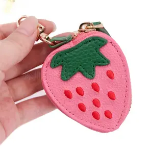 Cute Strawberry Keychain Mini Fruit AirTag Case Holder Bag Charm Mini Key Pendant Ornament Fashion Sweet Decor Accessories