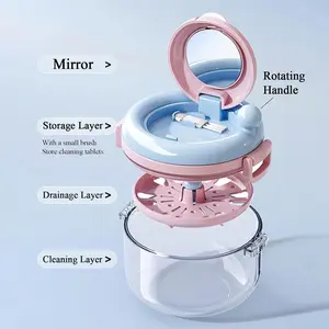 Retainer Cleaner Case Box,Storage Soak Container with Drain Tray for Travel Cleaning with Mirror and Brush