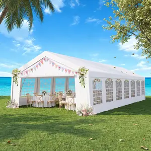 20x50 Heavy Duty Party Tent Waterproof, 14 Church Windows with Sidewalls, Built-in Sandbag, Large Outdoor Canopy Gazebo for Wedding & Backyard, White