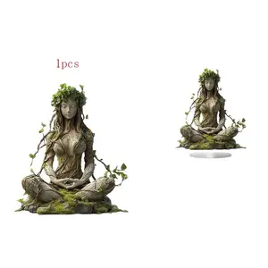 1pc Acrylic Bohemian Goddess Statue, Tree Girl Office Desk Decor, Flat Ornament, Home Decoration, Modern Art Sculpture