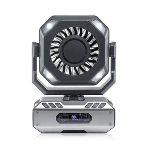 Rechargeable Table Fan with Camping Light, Digital Battery Display, Hidden Hook and USB Power Output  Usb