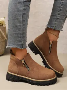 Comfortable Suede Ankle Boots: Flexible Sole for Lightweight Wear Feel