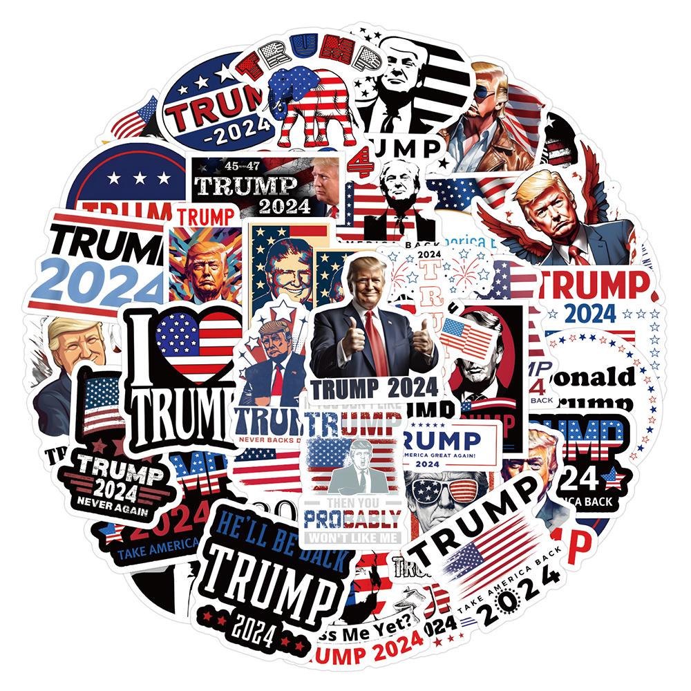 2024 Donald Trump Stickers Cartoon Graffiti Decals Waterproof Sticker Packs 10/30/50/100pcs
