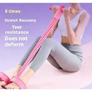 6-Strand Heavy Duty Abdominal Crunch Fitness Equipment – Leg & Core Workout, Sit-Up Assist, Home Gym Exercise, Non-Slip Foot Pedal & Resistance Bands (Portable)