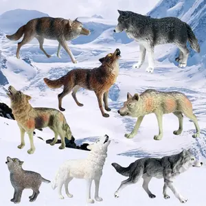 8-Piece Wolf Model Set, Realistic Wild Animal Figurines, Model Figure, Wolf, Baby Wolves, Forest Animals, Desktop Decor, Home Display