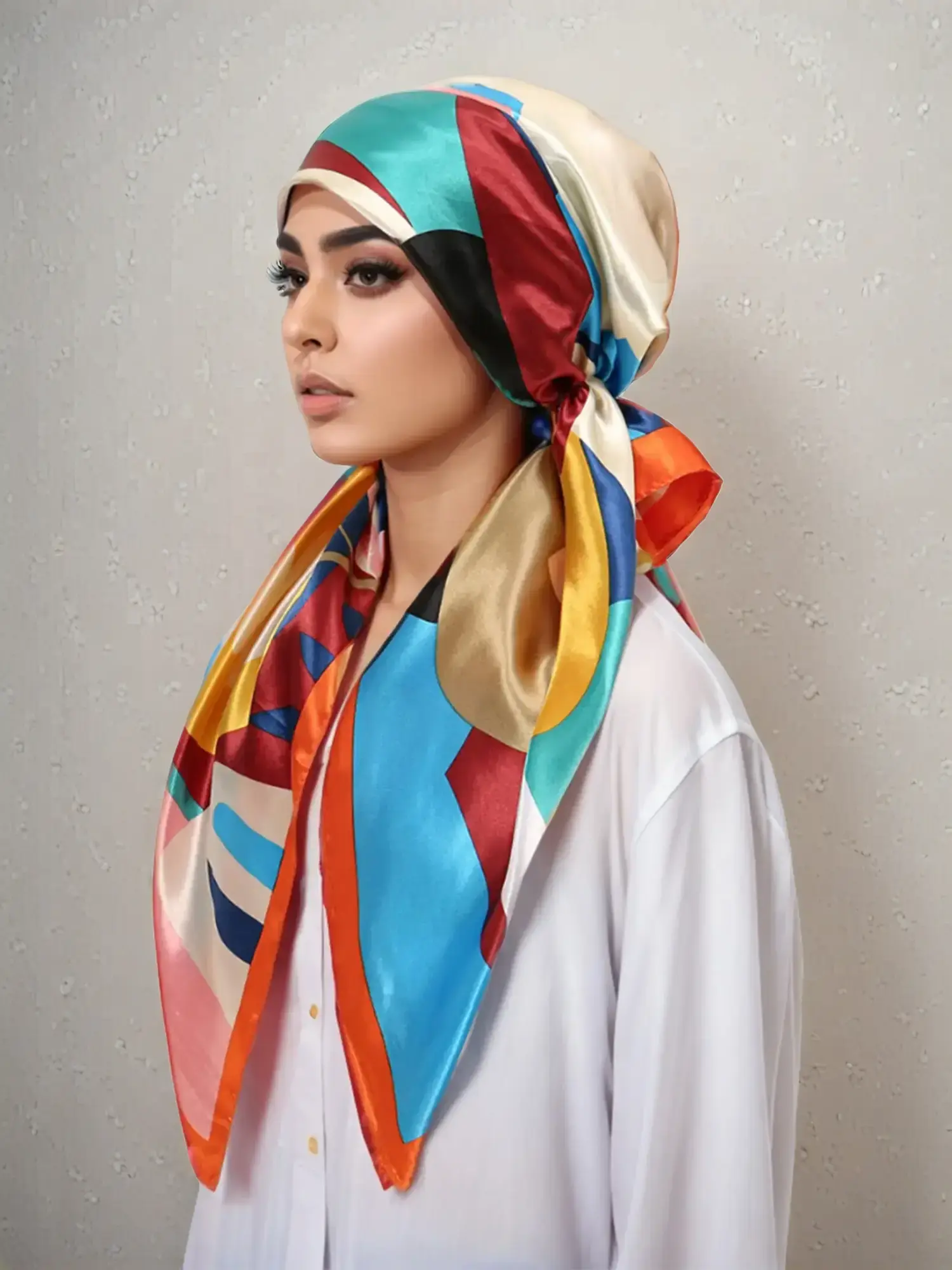 Women's Satin Square Scarf, Pirate Style Silk Headscarf, Soft Sleeping Cap, 88.9cm Comfortable Accessory, Ideal for Daily Wear, Lightweight Scarf, Sha