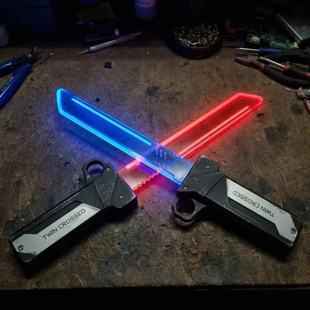 Dual-Head Lightsaber, Realistic Lightsaber, 360° Rotating, Extendable Real Laser Sword, Telescopic Lightsaber, 7 Colors LED, Safe Design, Role Play Toy, Gift for Adults and Kids