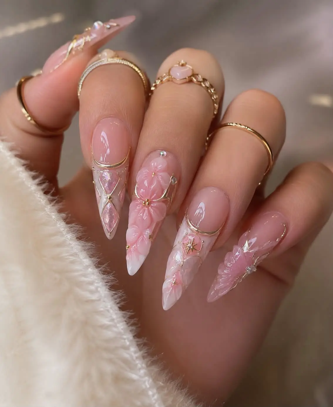 [New Model] 10 PCS Handmade Press on Nails, Pastel Dream Nails, Luxury Nail Art • 3D Flowers • Chrome Details • Custom Nail Designs, Eye-Catching Deligh Nails, Y2K 3D Gel Nails, Trending Nail 2026
