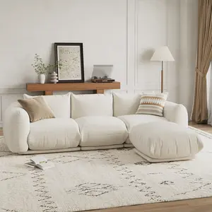 Modular Sectional Cloud Couch, White Chenille Fabric Modern Comfy Sofa Set with High Resilience Sponge, Luxury Cloud Sofa for Living Room Home Decor