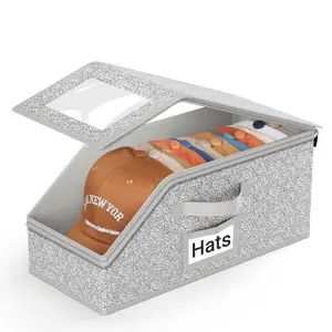 Stackable Baseball Cap Storage Box, Holds Up to 24 Hats, Durable Foldable Cardboard Organizer, Large Capacity, Dustproof, Space Saving