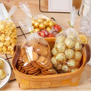 100 Premium Clear Plastic Flat Pouch Bags for Gift Wrapping Candy Cookies Bread Storage, Transparent Sealed Individual Packaging Supplies, Party Gift Packs