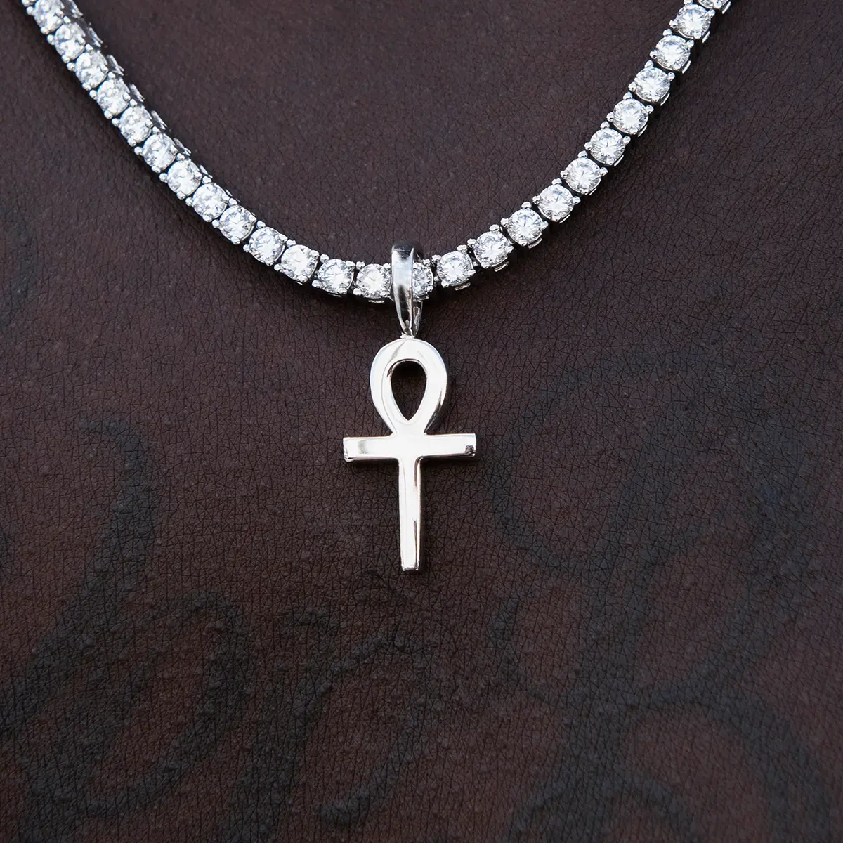 GLD Micro Simple Ankh Cross in White Gold | Simple Design with 18k plating  |Lifetime Guarantee  - Perfect Gift (Chain Not Included)