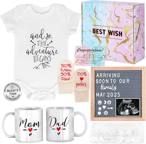 Father's Day  Gift for New Parents-New Mom Gifts for Women- Announcements Pregnancy Gifts for First Time Moms, Gender Reveal Gifts Basket for New Parents