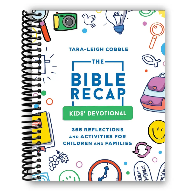 The Bible Recap Kids' Interactive Devotional Spiral-Bound Scripture Book by Bethany House Publishers, 480 Pages, 365 Annual Reflections, Activities, Family Reading Plan, Word Puzzles, Coloring Pages, 7.01x0.59x9.02 in, 1.47 Lbs for Children & Families