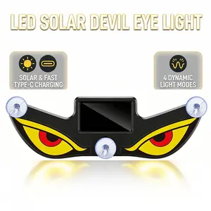 Universal LED Devil Eye Decorative Warning Light for Cars, Type-C Rechargeable Solar Dual wireless Pro Light Pair
