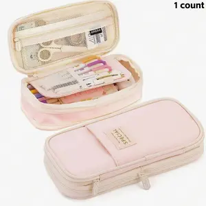 1pc Multifunctional Large Capacity Expandable Pencil Case, Big Capacity Twill Fabric Stationery Storage Bag With Pen Slot, Foldable School Supplies Organizer, Japanese/Korean Style, Pencil Pouch, School Bag, Office Stationery Supplies