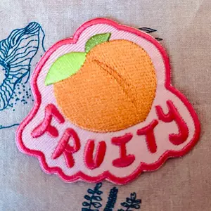 Fruity peach butt patch - queer or LGBTQ pride patch very cute non-rainbow pride item to show off on your vest or jacket Polyester Polyester