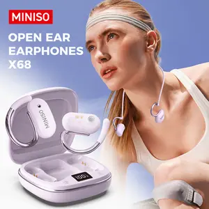 MINISO X68 Open Ear Bluetooth 5.4 Headphones, True Wireless Over Ear Headsets, 38Hrs Long Battery Playtime for Music Work Earphones Audio Electronic