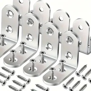 L-Type Corner Bracket with Screws, Stainless Steel Brackets, Thickened Stainless Steel 90-Degree Right Angle Support, Furniture Shelf Holder, Load-Bearing Connector, Durable Material, Easy Installation