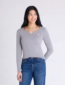 NOTCH NECK LONG SLEEVE T-SHIRT