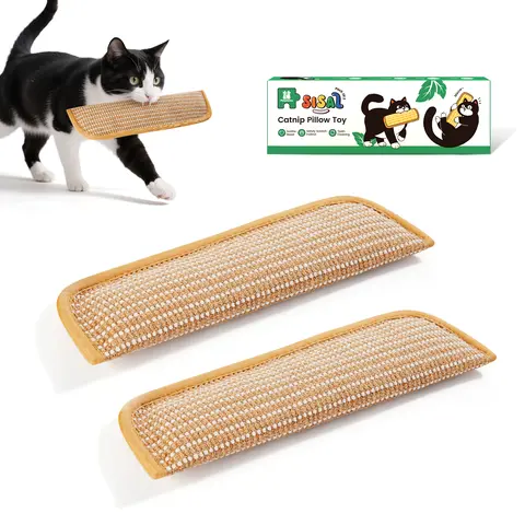 Potaroma 2-Pack Cat Kicker Toys - Natural Sisal Scratcher, Textured Surface, Double-Stitched Large Toys for Indoor Cats, Eases Anxiety, Scratch & Chew, Gentle Claw Groom, Teeth-Clean Play, 2-Pack Value,familyfun